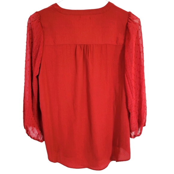 Maurices Atwood V-Neck 3/4 Clip Dot Sleeve Blouse Small - Picture 5 of 7